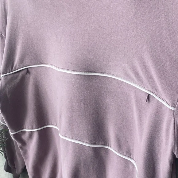 Women's Nursing Movemama Dusty Lavender Crewneck Sweater with White Trim - Picture 3 of 6